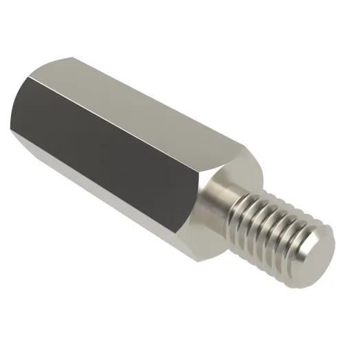 M2.5 x 55mm Hexagonal Male/Female Standoff, 5mm Flats - Nickel Plated Brass