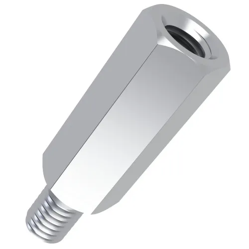 M4 x 10mm Hexagonal Male/Female Standoff, 7mm Flats - Zinc Plated Steel