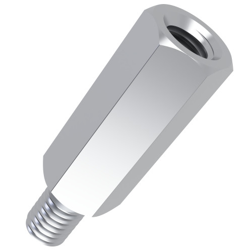 M4 x 20mm Hexagonal Male/Female Standoff, 7mm Flats - Zinc Plated Steel