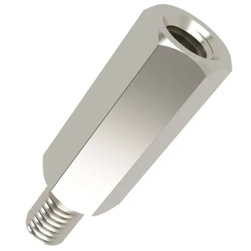M4 x 55mm Hexagonal Male/Female Standoff, 7mm Flats - Nickel Plated Brass