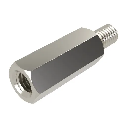 M8 x 55mm Hexagonal Male/Female Standoff, 13mm Flats - Nickel Plated Brass