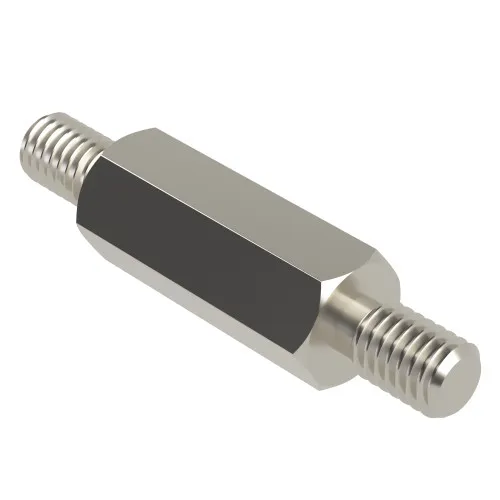 M2 x 6mm Hexagonal Male/Male Standoff, 4mm Flats - Nickel Plated Brass