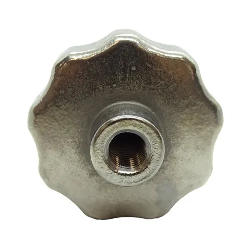 60mm x M12 Solid Stainless Steel Female Threaded Handwheel - 9 Lobed