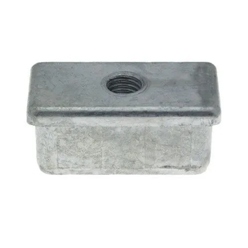 80 x 30mm Rectangular Threaded Tube Insert (M10 Thread) - 2.5mm Wall | Chrome Aluminium