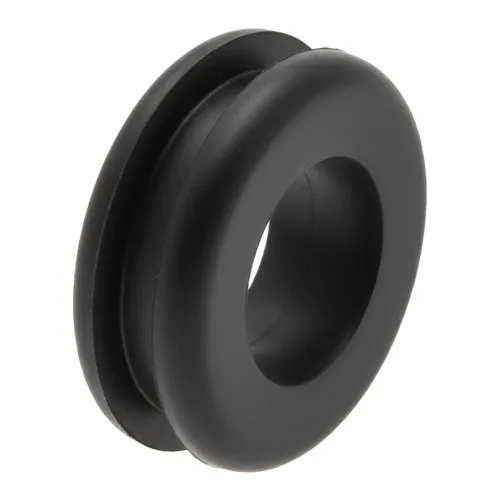 8mm Open Grommet - 11mm Mounting Hole (For 4mm Panel) Black EPDM