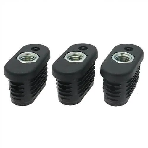 35mm x 20mm Oval Threaded Tube Insert (M10 Thread) - 1.5-2mm Wall | Black LDPE