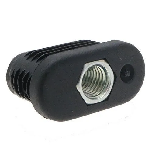 38mm x 20mm Oval Threaded Tube Insert (M8 Thread) - 1.5-2mm Wall | Black LDPE