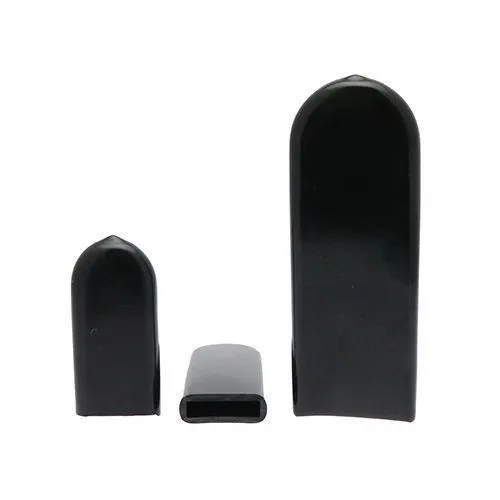 5mm x 30mm Flat (Rectangular) Plastic End Cap - Black | PVC