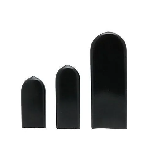 5mm x 30mm Flat (Rectangular) Plastic End Cap - Black | PVC