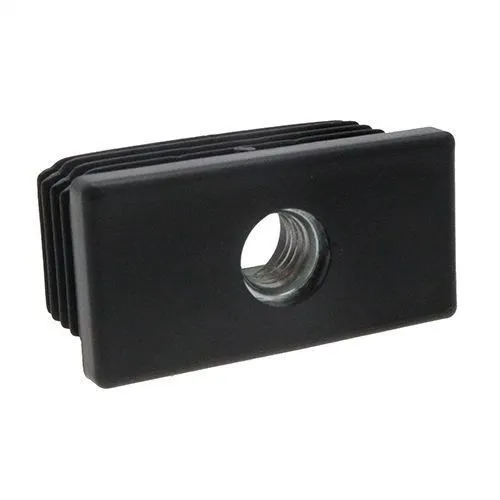 50 x 30mm Rectangular Threaded Tube Insert (M8 Thread) - 1-1.5mm Wall | Black LDPE