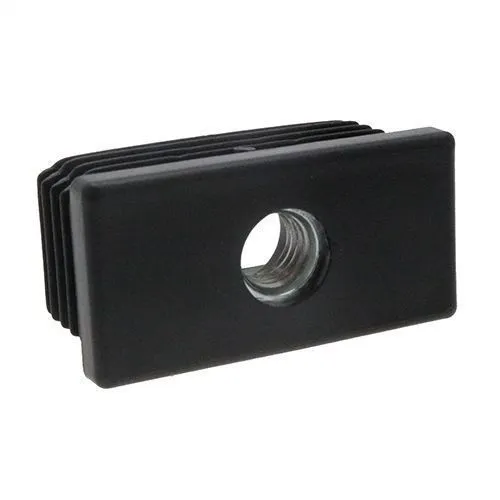 50 x 30mm Rectangular Threaded Tube Insert (M10 Thread) - 1-1.5mm Wall | Black LDPE