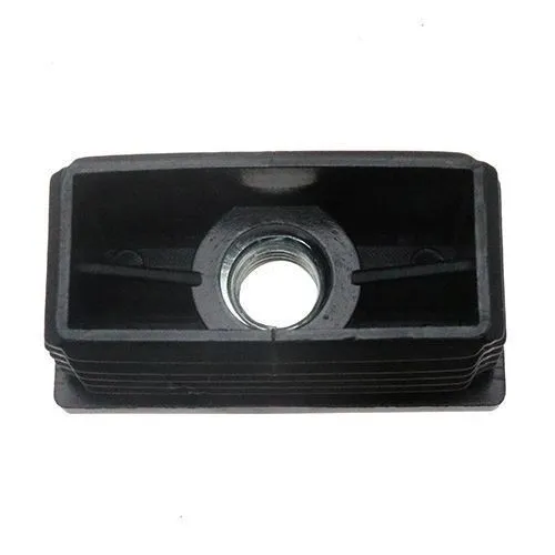 50 x 30mm Rectangular Threaded Tube Insert (M10 Thread) - 1-1.5mm Wall | Black LDPE