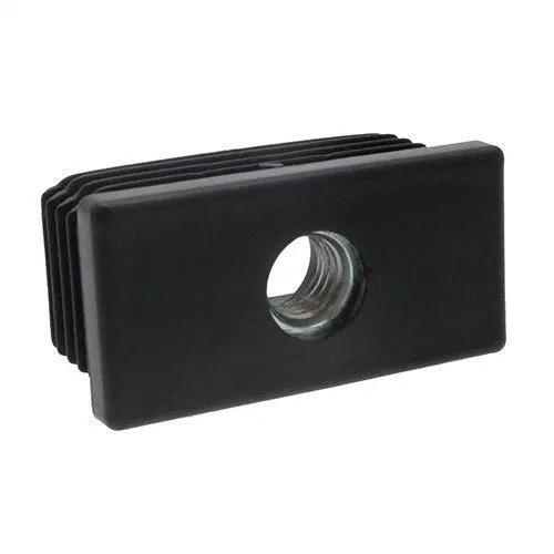 60 x 30mm Rectangular Threaded Tube Insert (M8 Thread) - 1-1.5mm Wall | Black LDPE