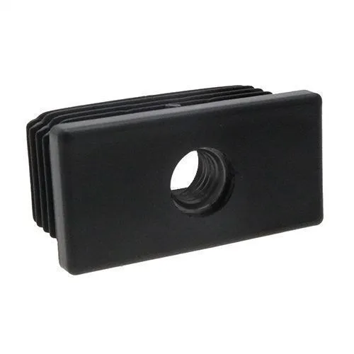 30mm x 20mm Rectangular Plastic Threaded Tube Insert (M10 Thread) - 1.5-2mm Wall | Black Polypropylene