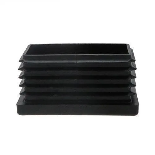 30mm x 20mm Rectangular Plastic Threaded Tube Insert (M10 Thread) - 1.5-2mm Wall | Black Polypropylene