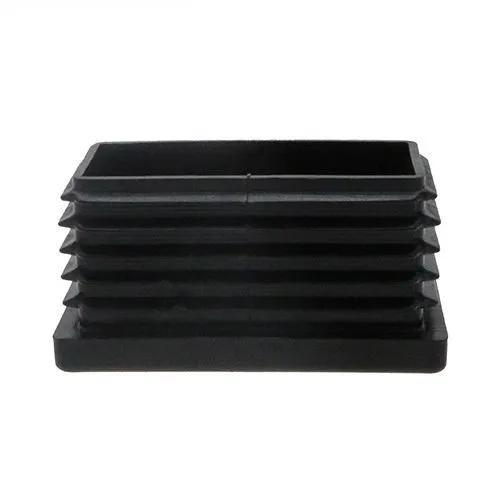 40mm x 20mm Rectangular Plastic Threaded Tube Insert (M10 Thread) - 1.5-2mm Wall | Black Polypropylene