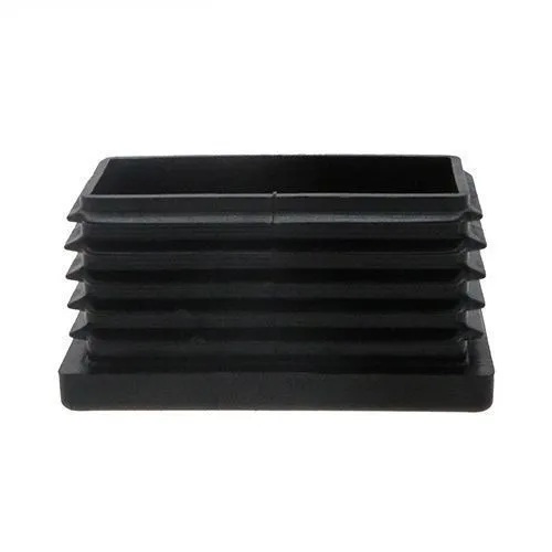 50mm x 20mm Rectangular Plastic Threaded Tube Insert (M10 Thread) - 1-1.5mm Wall | Black Polypropylene