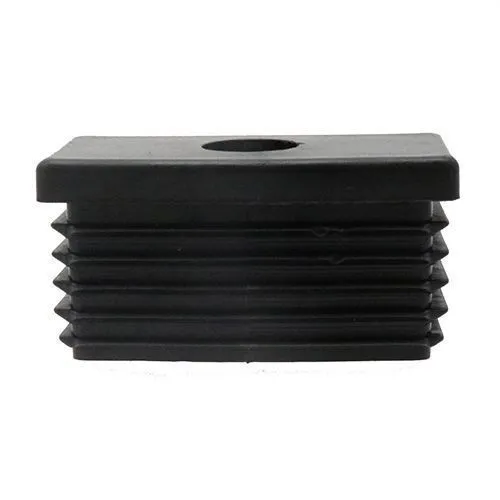 50mm x 25mm Rectangular Plastic Threaded Tube Insert (M10 Thread) - 1-1.5mm Wall | Black Polypropylene