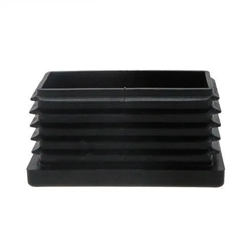 50mm x 25mm Rectangular Plastic Threaded Tube Insert (M10 Thread) - 1-1.5mm Wall | Black Polypropylene