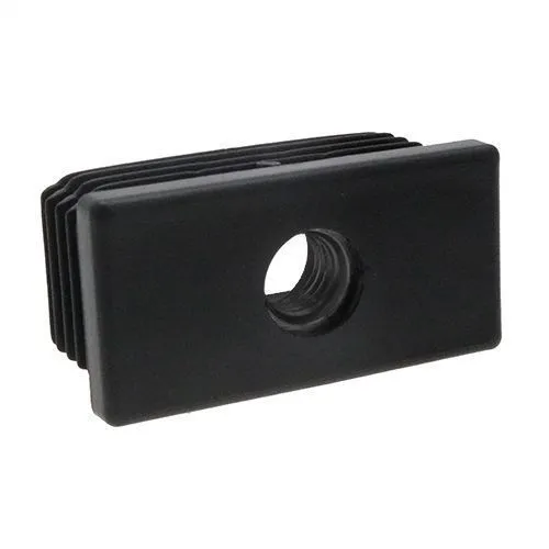 60mm x 20mm Rectangular Plastic Threaded Tube Insert (M10 Thread) - 1-1.5mm Wall | Black Polypropylene