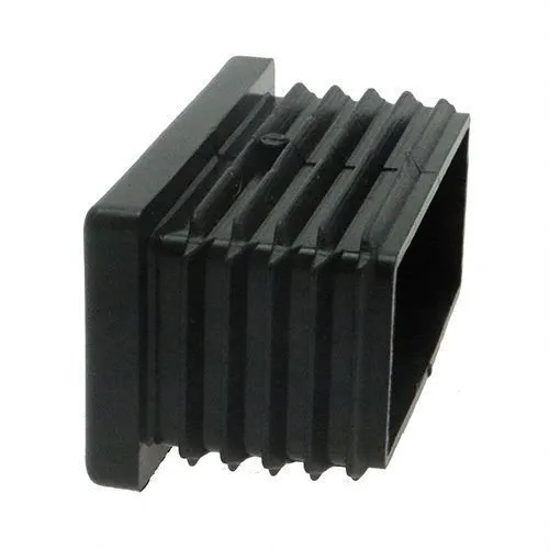 60mm x 20mm Rectangular Plastic Threaded Tube Insert (M10 Thread) - 1-1.5mm Wall | Black Polypropylene