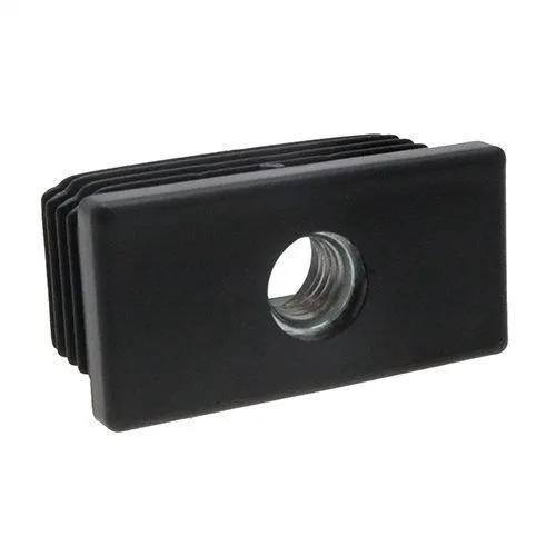 30 x 20mm Rectangular Threaded Tube Insert (M10 Thread) - 1-1.5mm Wall | Black LDPE