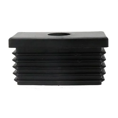 40 x 20mm Rectangular Threaded Tube Insert (M8 Thread) - 1-1.5mm Wall | Black LDPE