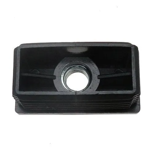 40 x 20mm Rectangular Threaded Tube Insert (M8 Thread) - 1-1.5mm Wall | Black LDPE