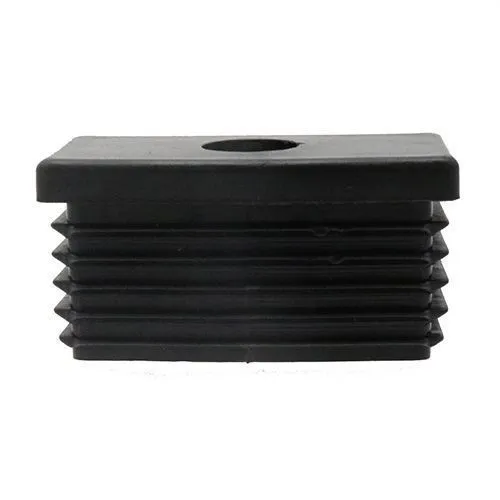 40 x 20mm Rectangular Threaded Tube Insert (M10 Thread) - 1-1.5mm Wall | Black LDPE
