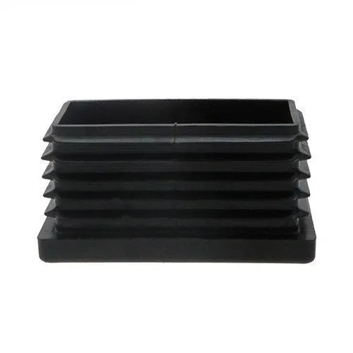 40 x 20mm Rectangular Threaded Tube Insert (M10 Thread) - 1-1.5mm Wall | Black LDPE