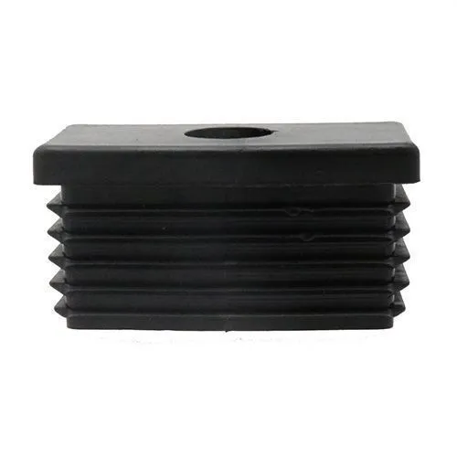 40 x 30mm Rectangular Threaded Tube Insert (M10 Thread) - 1-1.5mm Wall | Black LDPE