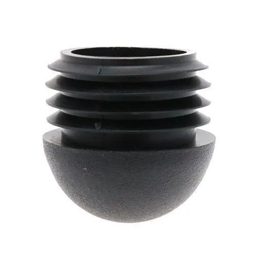 19mm Black Round Domed Tube Insert (To Fit 15-16.6mm Tube) - 1.5-2mm Wall - 9.5mm Head Height | LDPE