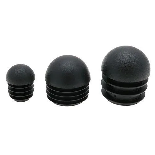 19mm Black Round Domed Tube Insert (To Fit 15-16.6mm Tube) - 1.5-2mm Wall - 9.5mm Head Height | LDPE