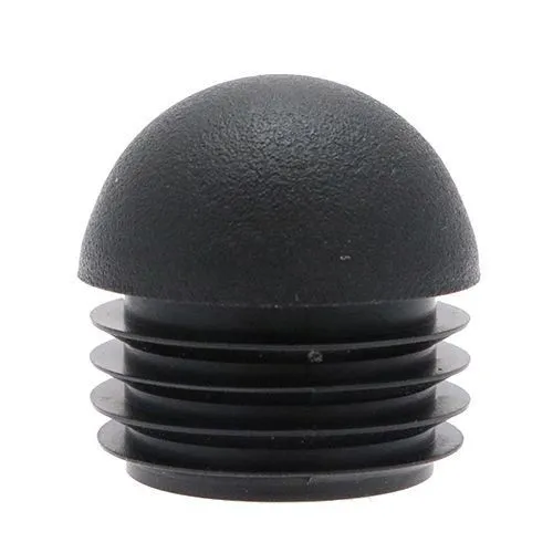 20mm Black Round Domed Tube Insert (To Fit 16-18mm Tube) - 0.8-2mm Wall - 9.5mm Head Height | LDPE