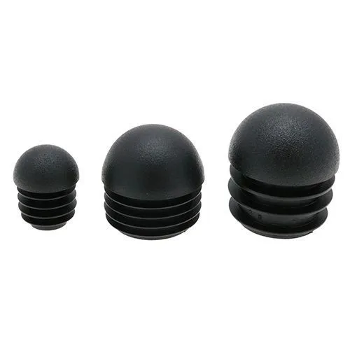 20mm Black Round Domed Tube Insert (To Fit 16-18mm Tube) - 0.8-2mm Wall - 9.5mm Head Height | LDPE