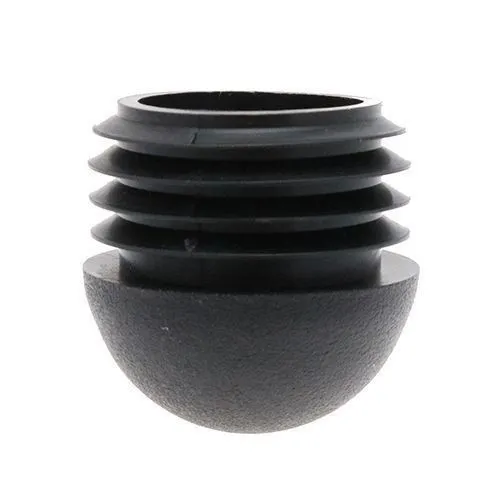 22mm Black Round Domed Tube Insert (To Fit 19-20mm Tube) - 0.8-2mm Wall - 10.5mm Head Height | LDPE