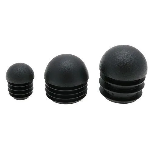 22.2mm Black Round Domed Tube Insert (To Fit 18.2-19.2mm Tube) - 1-2mm Wall - 10.5mm Head Height | LDPE