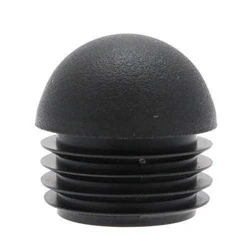 31.7mm Black Round Domed Tube Insert (To Fit 27.7-28.7mm Tube) - 1.5 - 2mm Wall - 15.5mm Head Height | LDPE
