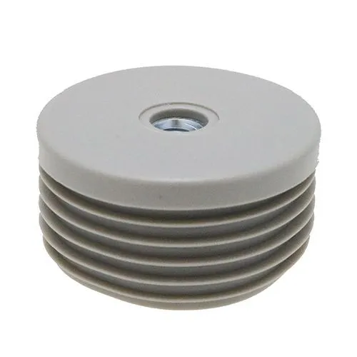 50mm Round Threaded Tube Insert (M8 Thread) - 1-1.5mm Wall | Grey LDPE