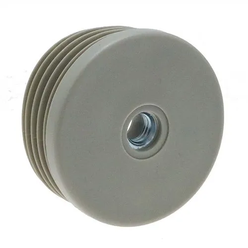 50mm Round Threaded Tube Insert (M8 Thread) - 1-1.5mm Wall | Grey LDPE