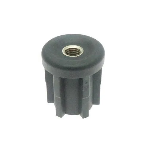 30mm Round Brass Threaded Tube Insert (M10 Thread) - 1mm Wall | Black Nylon