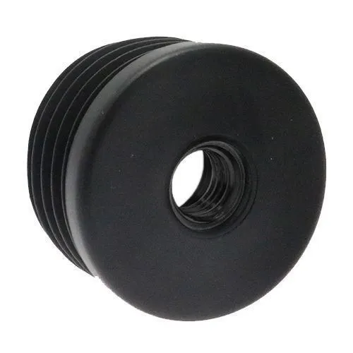 28mm Round Plastic Threaded Tube Insert (M10 Thread) - 1-1.5mm Wall | Black Polypropylene