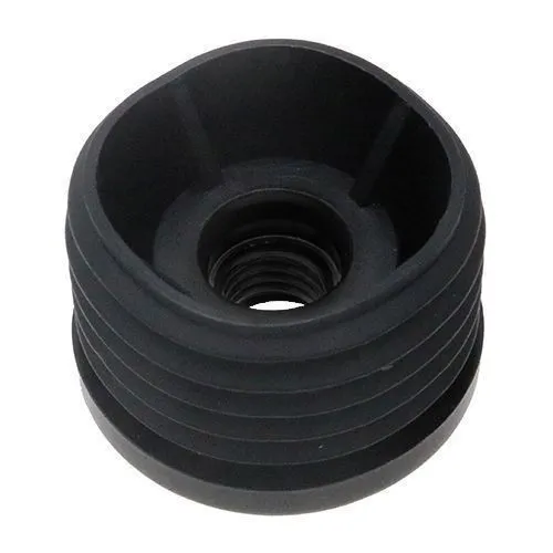 28mm Round Plastic Threaded Tube Insert (M10 Thread) - 2mm Wall | Black Polypropylene