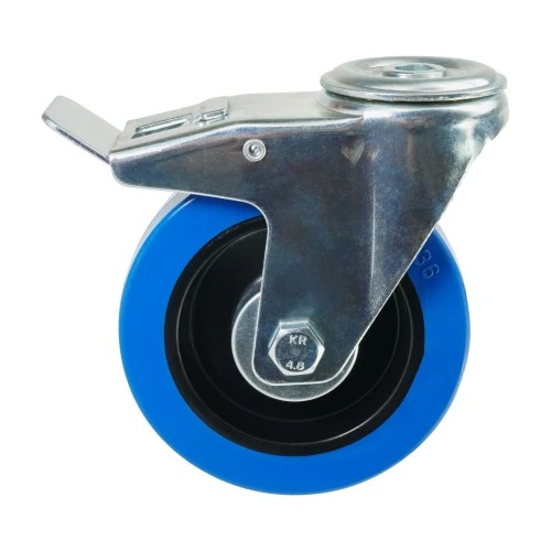 Braked Bolt Hole Blue Elastic Industrial Castors