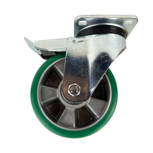 Braked Top Plate Green PU Industrial Castors