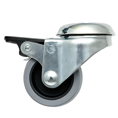 Braked Bolt Hole Grey TPE Twin Wheel Castors
