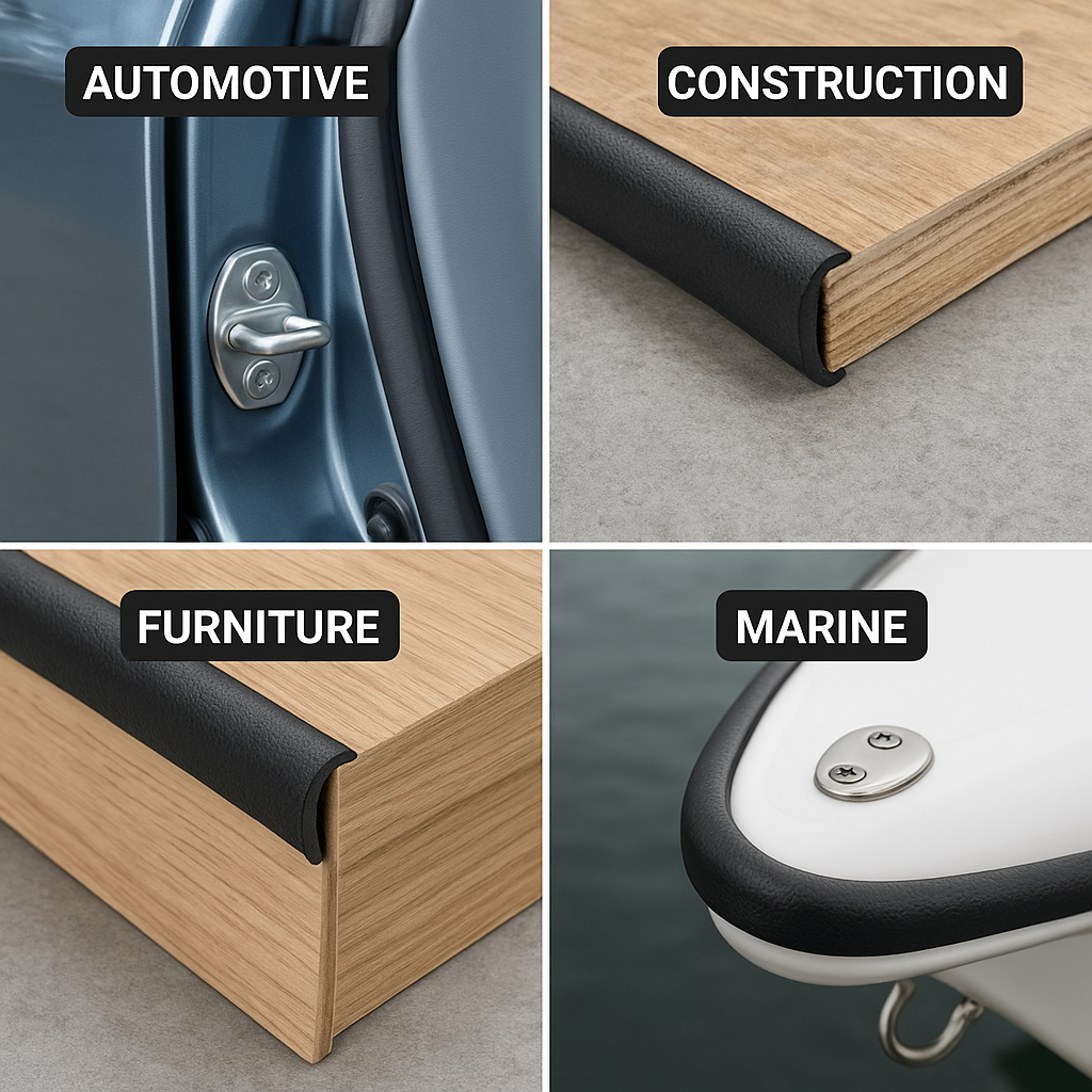 Rubber Edging on automotive,construction,furniture and marine applications